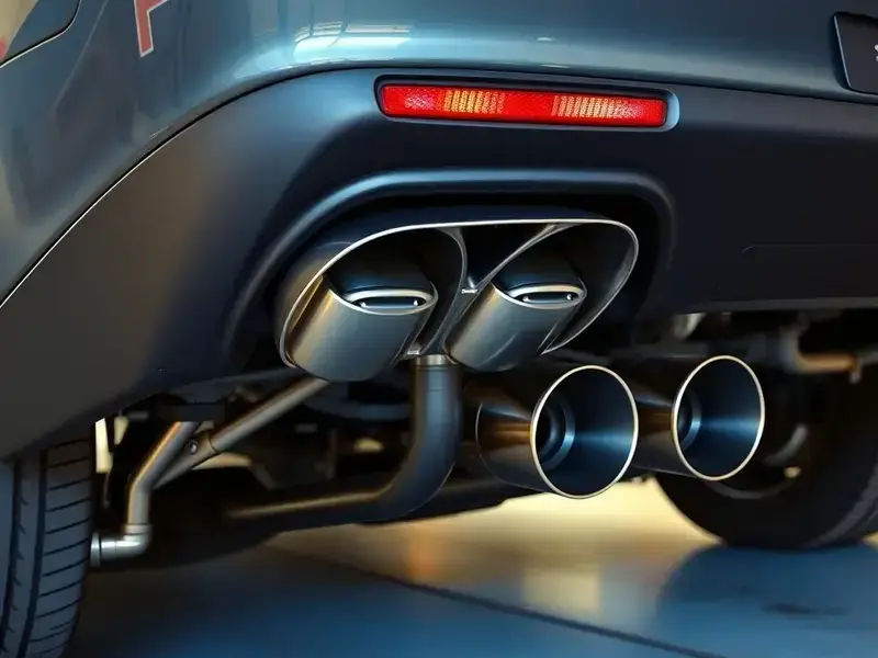 Custom dual exhaust on muscle car